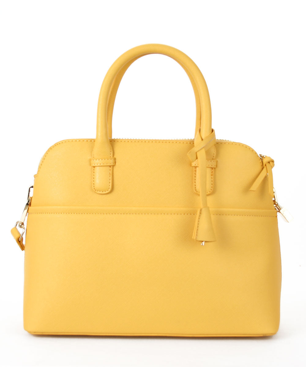 INZI Double Handle Structured Satchel, Yellow