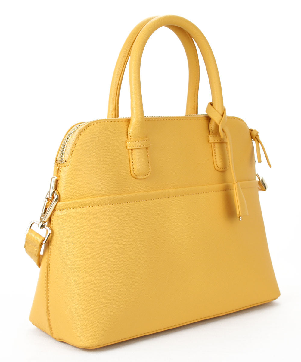 INZI Double Handle Structured Satchel, Yellow