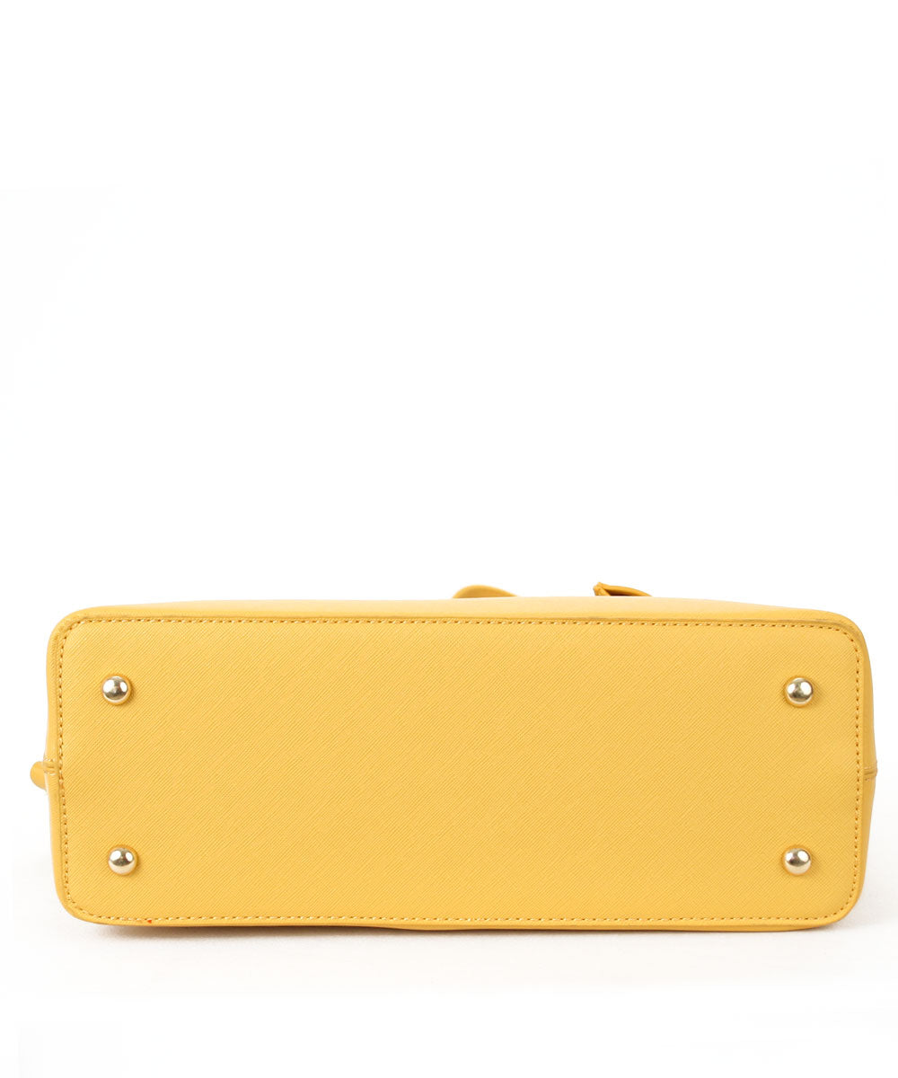 INZI Double Handle Structured Satchel, Yellow