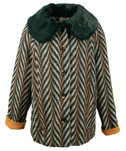 Skies Are Blue Chevron Tweed Coat