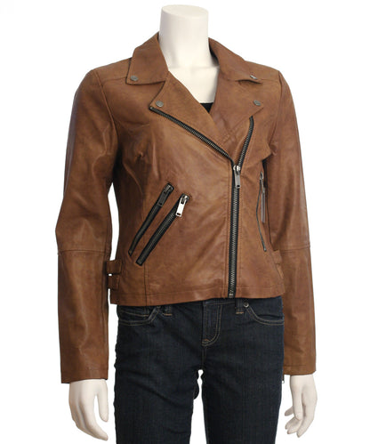 Latte Black Faux Leather Moto Jacket