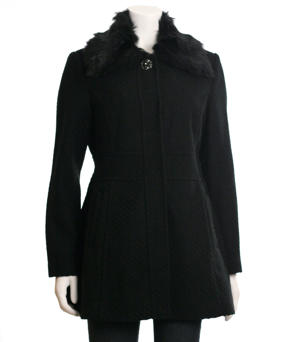 Jessica Simpson Faux Fur Collar Walker Coat