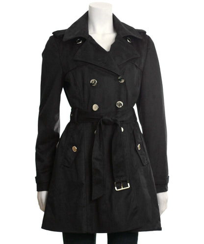 Jessica Simpson Faux Suede Trench Coat, Black