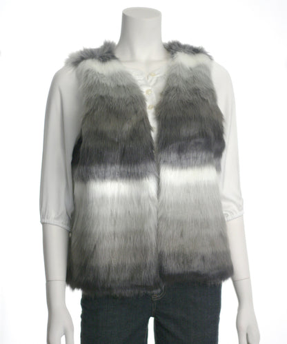 Skies Are Blue Open Front Faux Fur Vest, Grey