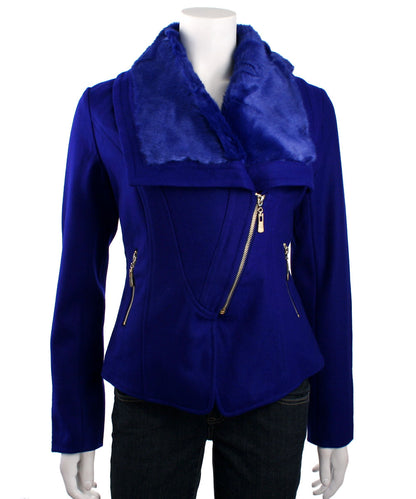 Lucy Paris Faux Fur Collar Moto Jacket